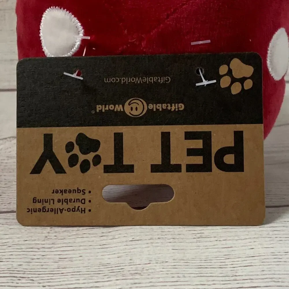 Giftable World Stuffed Mushroom Dog Toy with Squeaker Plush Pet Fungi 7 1/2
